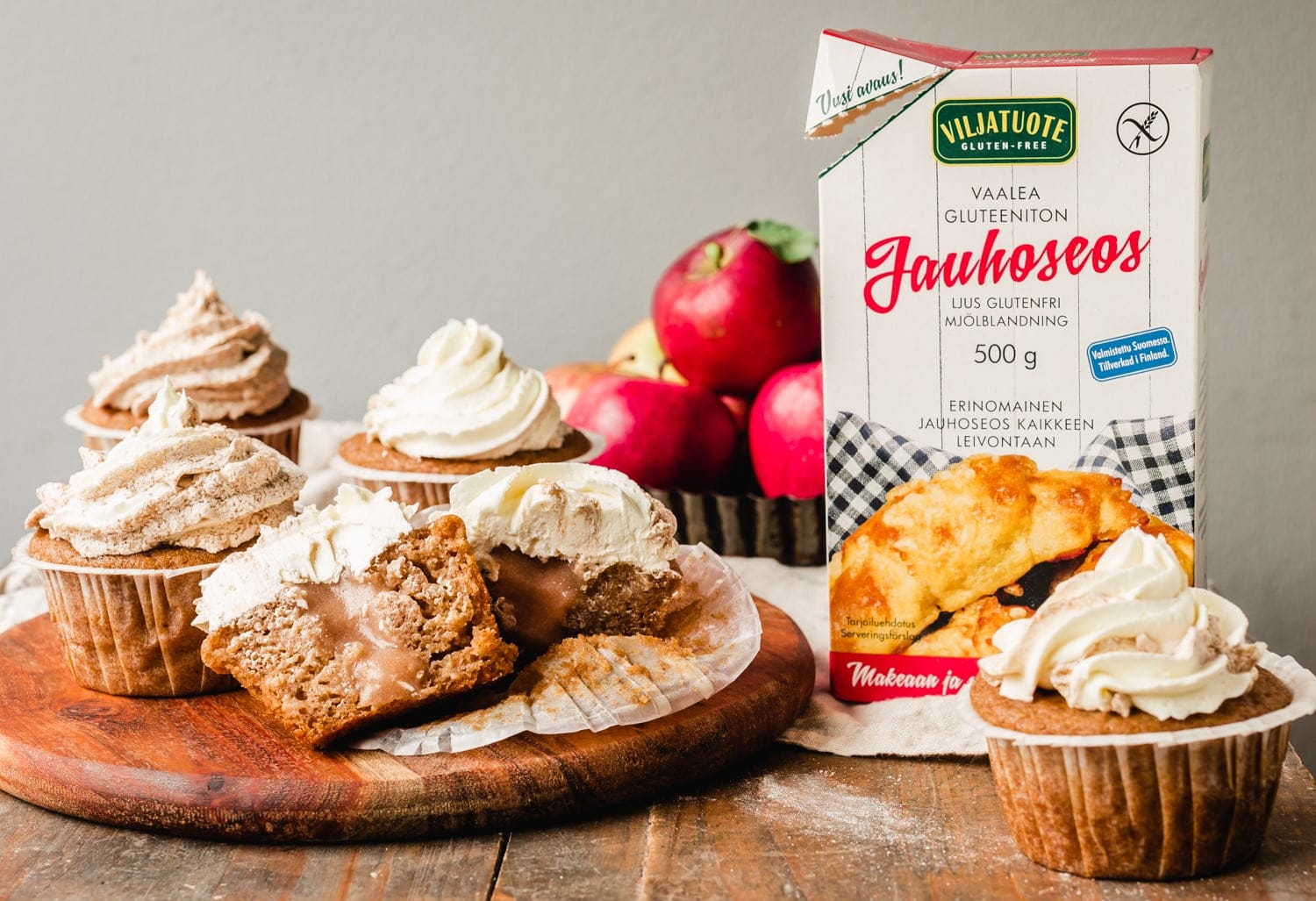 Gluteenittomat ja vegaaniset omenakuppikakut